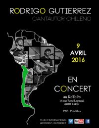 Concert de Rodrigo Guttierrez // Fusion latino. Le samedi 9 avril 2016 à LYON. Rhone.  20H30